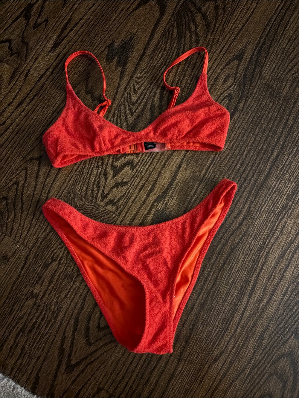 triangl swimwear Coral Red Textured Two-Piece Bikini